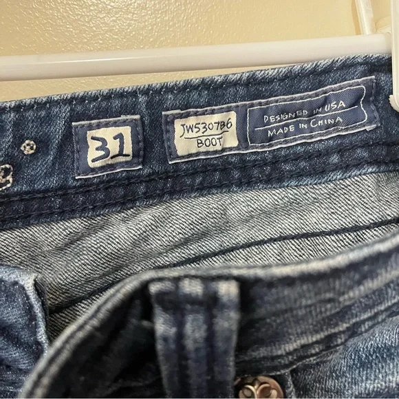 Miss Me Dark Blue Boot Cut Jeans with rhinestone embellishment. - Picture 6 of 15